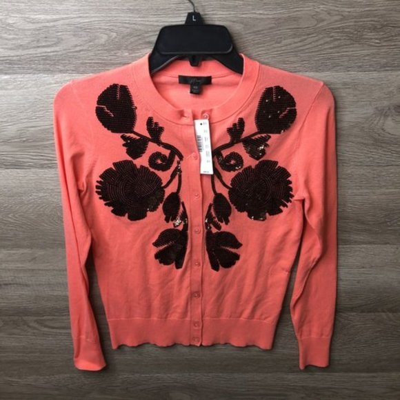 J. Crew Sweaters - J Crew XS Sequin Floral Embroidered Jackie Sweater